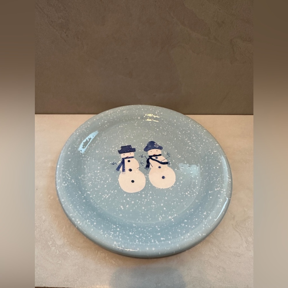 Holiday 07 Blue "Winter Frost" Snowman Christmas Dinner Plate 10 3/4" Plate